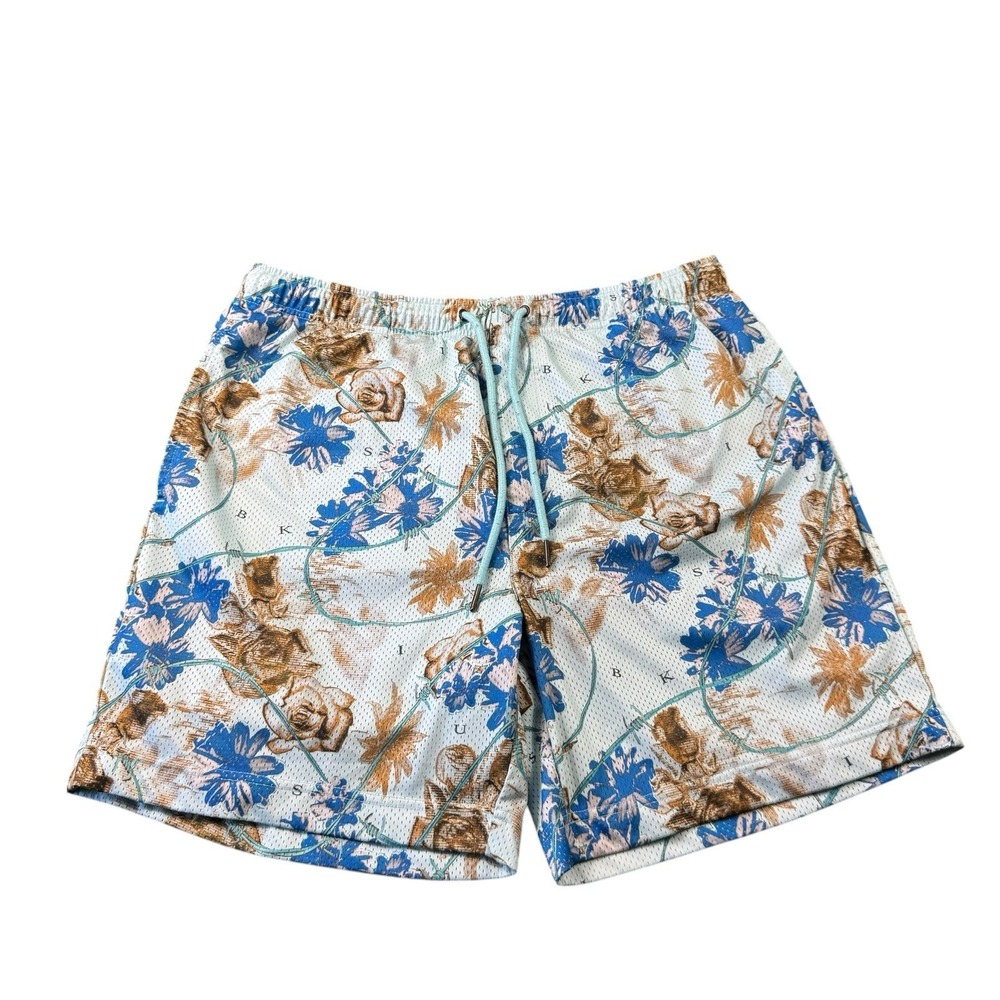 Ksubi Brown Blue Floral Mesh Athletic‎ Mens Short Size XL